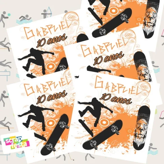 Adesivo Personalizado Quadrado 5x5 Esporte Skate