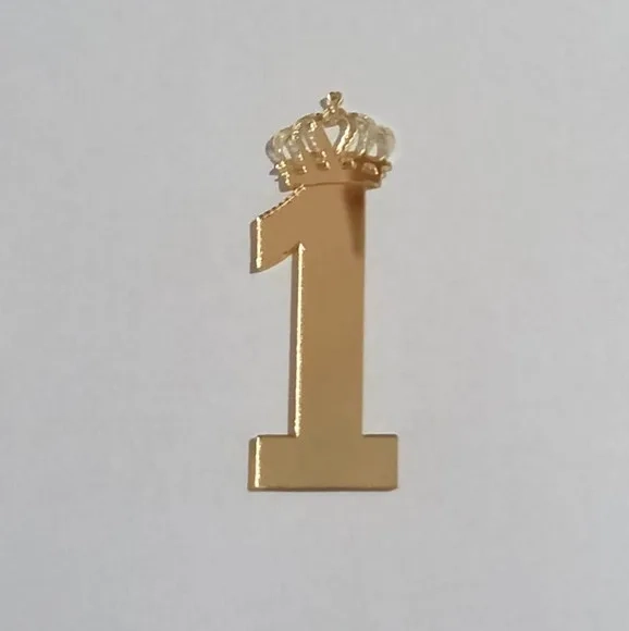 Aplique Numero 1 de Acrílico Espelhado Dourado - 4 Peça