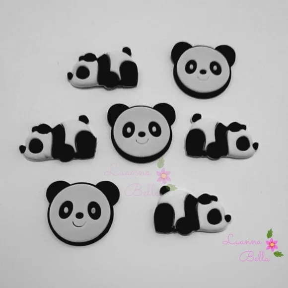 Apliques Emborrachados Modelos Panda - pct c/7 unidades