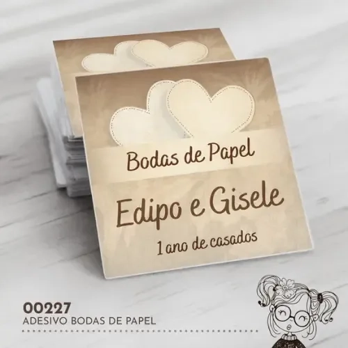 Adesivo Quadrado Bodas de Papel - 00227