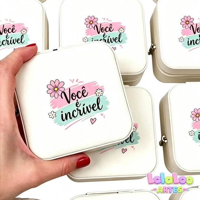 Mini Porta Joias Portátil de Bolsa Personalizado com divisões para Brincos Colares e Pulseiras