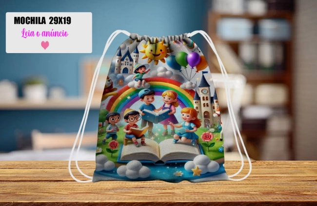 Mochilinha personalizada para lembrancinhas Dia da Leitura