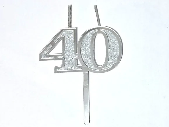 Velas 40 Anos Prata Acrílico Pavio Magico 1 Peça