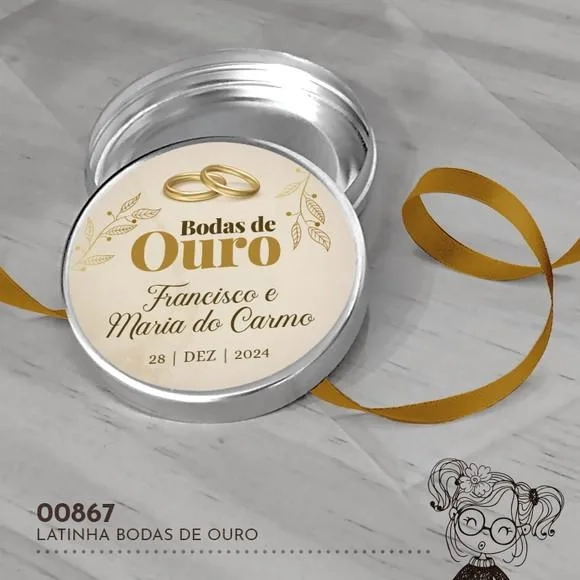 Latinha Adesivada Bodas de Ouro - 00867