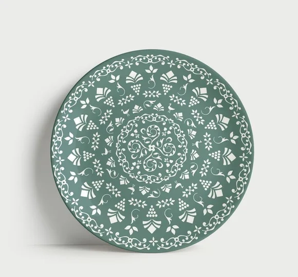 Prato Decorativo Mandala Botânica Provençal 21cm Porcelana