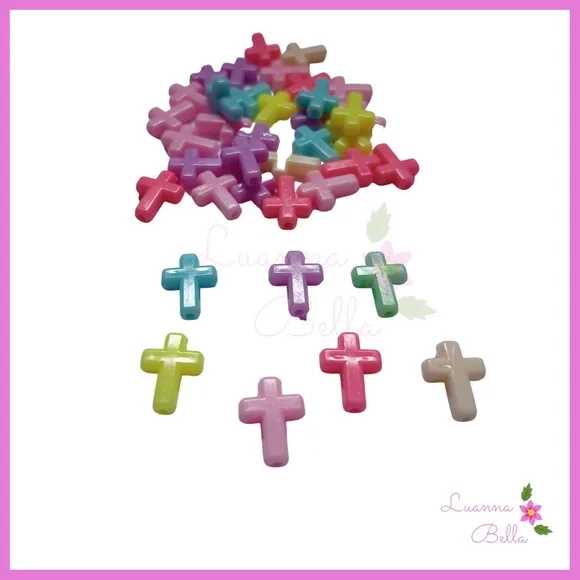 Cruz c/furo passante de acrílico varias cores-Pct c/100 unds